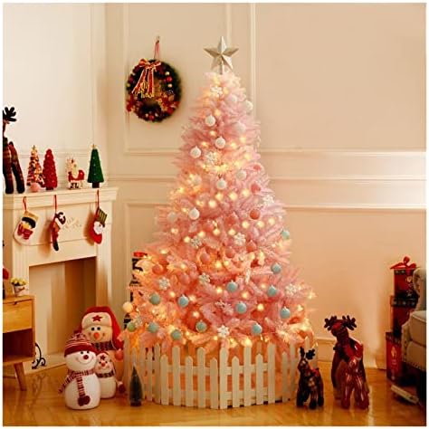 Коледно Дърво DEFLAB Черешов цвят, Розова Украса за Коледната Елха, Коледни украси за деца (Цвят: 180 см)