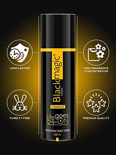 Универсален Парфюм JBJ Black Magic Paris Франция Дезодорант-Спрей за тяло Освежаващо Устойчив Deo за Мъже 200 мл (опаковка