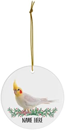Забавен Какаду Жълт Крем Персонализирани Лични Подаръци 2023 Коледно Дърво, Декорация На Керамични Кръг
