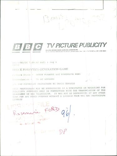 Винтажное снимка на английската телеведущей Розмари Форд с Брус Форсайтом