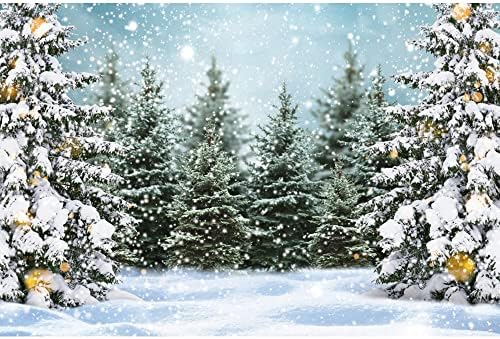 DORCEV 20x10ft Зимата Весел Коледен Фон Искрящ Сняг Природни Пейзажи от Снежна Пейзаж Областта Банер за Парти Снимка