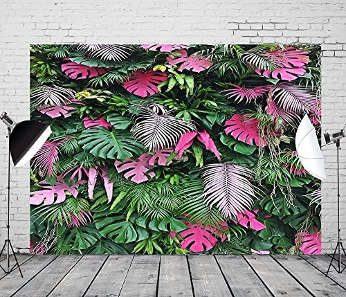 BELECO 7x5ft Текстилен Фон с Тропически Листа, Растения от Джунглата, Природа, Фон за Снимки в Luau, Вечерни
