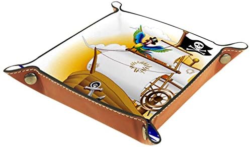 Lyetny Cartoony Пиратски Кораб Папагал Капитан Органайзер Тава Кутия За Съхранение на Нощни Caddy Тенис на Тава