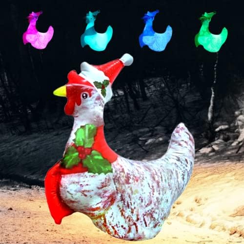 Осветите Пиле PVC Надуваема Коледно Пиле 24 инча Голям Открит Коледен Украсени Пиле с Акумулаторна Светодиодна