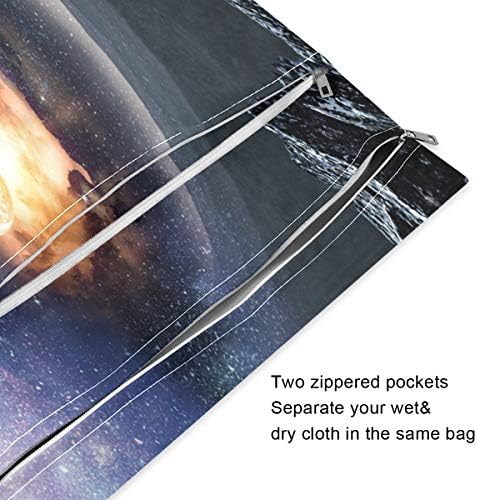 KEEPREAL Space Astronaut Мокри и Сухи Чанти за Детски Филтър Пелени, да Пере Пътни Чанти, Плажни, Спортни Чанти за Бански и Мокри дрехи, от 2 опаковки