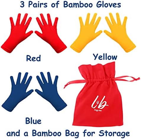 Бамбукови ръкавици от екзема, За деца от 8-10 години, Сухи Ръце, Хидратиращи Ръкавици за деца на нощта, 3 Чифта
