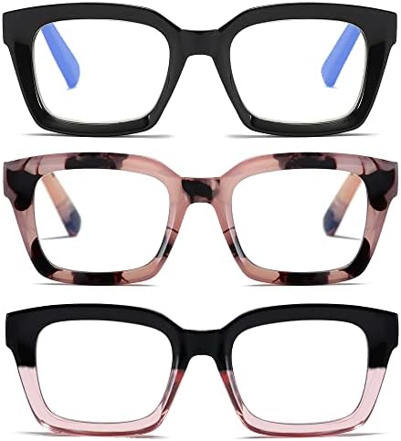 Очила за четене NaNaKo 3 в опаковка за жени - Големи Квадратни Дамски Очила за четене + 2,50