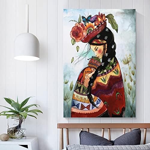 Вдъхновен от Перуанската Майка Вдъхновяваща Фигура Художествен Плакат на Стената Художествени Картини на Платно Стенен Декор