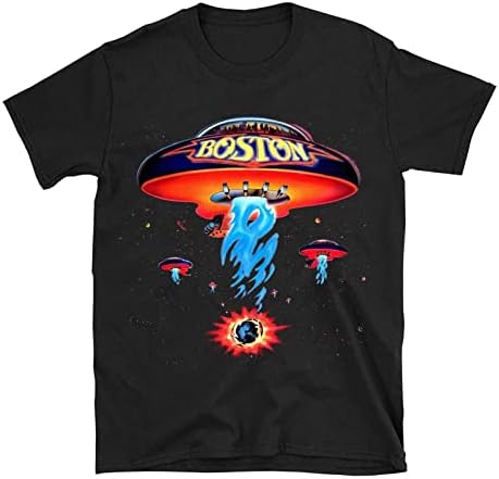 Риза Boston Band с Плакат, Тениска с Космически Кораб, Тениски на Рок Групи за Мъже, Черен