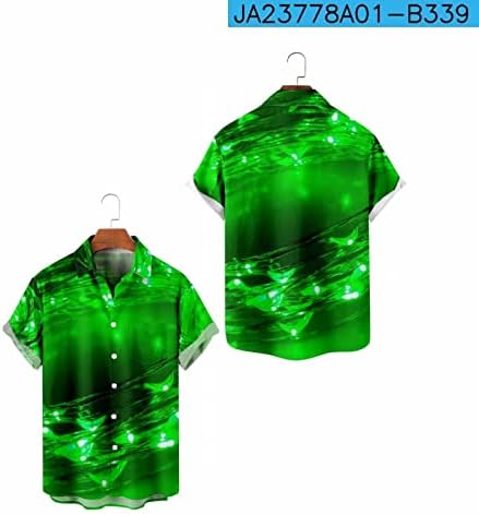 PDFBR 2023 Деня на Св. Патрик Ризи с Копчета за Мъже на S 3D Зелена Графична Хавайска Риза Мъжки Ежедневни Ризи с Къс Ръкав