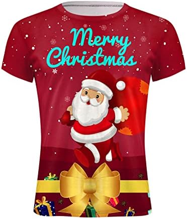 DSODAN Мъжки тениски С коледните принтом Дядо Коледа, Блузи с къс ръкав, Забавни Коледни графични вечерни Тениски