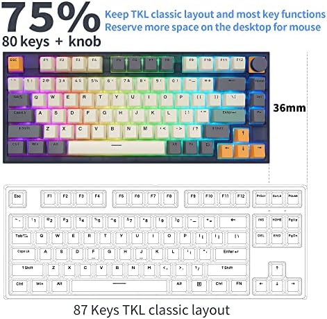 Трехрежимная безжична клавиатура BOYI GK75 RGB с възможност за гореща замяна, 2.4 Ghz / Bluetooth 5,0 / Жични