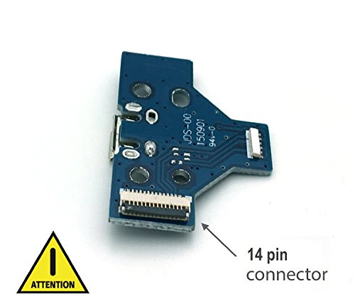 Rinbers 14Pin Конектор USB Порт За Зареждане на Зарядно Устройство Конектор Заплата JDS-001 с Превключвател на Захранването Гъвкава Лента Замяна за PS4 Безжичен Контролер Dualsho