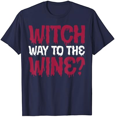 Тениска Witch Way To The Wine с Виц за Хелоуин за любителите на Виното