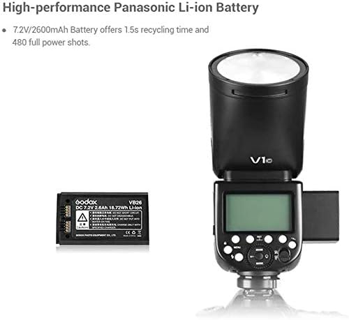 Комплект кръгли огнища Godox V1N TTL, съвместим със светкавица Nikon 2.4 G HSS 1/8000 S с увеличение на камерата Speedlight,