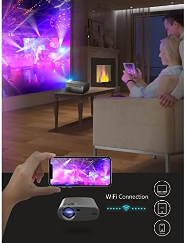 LDCHNH V50 Преносим проектор 5g Mini Smart Real 1080p Full Movie Proyector 200Led Проектор с голям екран (цвят: E)