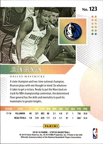 2018-19 Статут на Панини 123 Джален Brunson Начинаещ Далас Маверикс Баскетболно карта НБА
