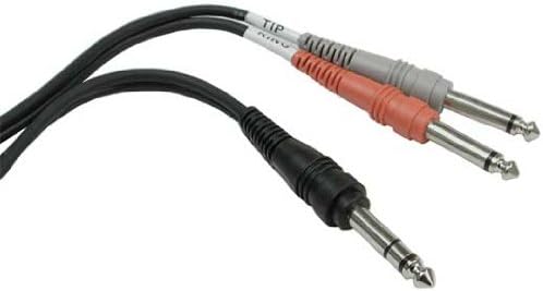 Hosa STP-201RR Правоъгълен кабел 1/4 TRS с Двоен Прав ъгъл 1/4TS, 1 М, Черен цвят