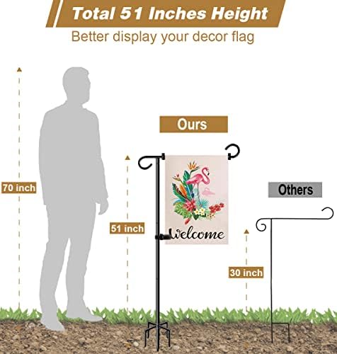 Whoonba Титуляр за градински хартата на височина 51 сантиметър с основа от 5 работни органи, държач за флагштока