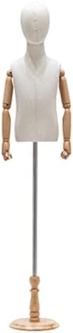 Детски манекен 2-3 години с Подвижна дървена основа и стойка, Подобрена форма на рокли за деца, Регулируеми ръцете