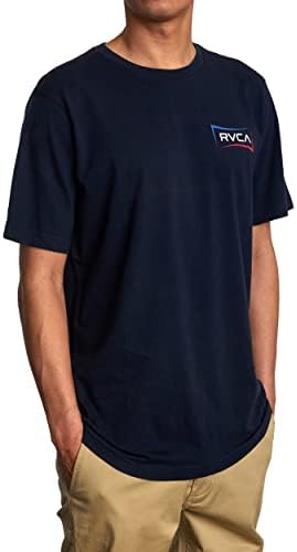 Мъжка тениска с графичен дизайн RVCA Премиум-клас с Червени Шевове и Къс ръкав