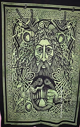 Традиционен Джайпурский Художествен Плакат с изображение на Селтик лице Гринмана, Келтски боядисани стени, Бохем Стенен Декор,