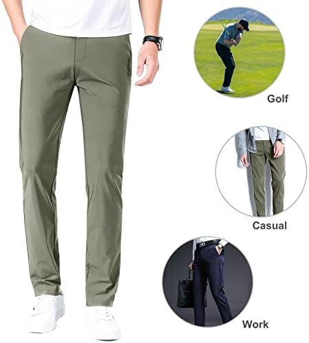 Мъжки панталони за голф LUSHENUNI, плътно Прилепнали Панталони от Ледената Коприна с Висока Еластичност, с Разширение