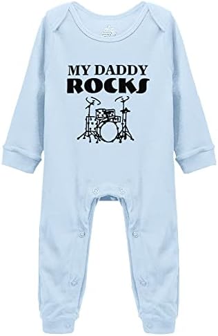 My Daddy Rocks Барабанистът Сладък Детски Гащеризон с Къс/Дълъг Ръкав Обява За Раждане Боди