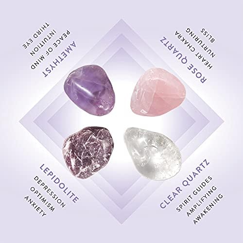 Роза и Яспис | Кристали и Лечебни камъни в рамка от розов кварц, аметист, лепидолита и Прозрачен кварц ~ Висококачествени