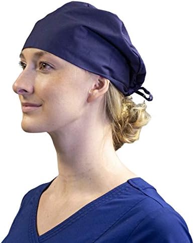 Женска хирургична Шапчица-търкане branchish - Шапка с Начесом и Чепцом за медицински сестри (Тъмно синьо)
