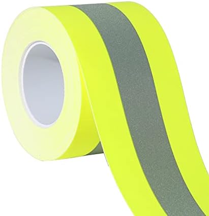 NOZUONO Пришивает Огнезащитную Сребърна Светлоотразяващите Плат Предупреждающую Лента за Защитно Облекло Флуоресцентно Жълт цвят 2 инча x 5yd