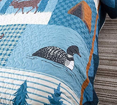 Комплект одеяла Soul & Lane True North Fish Bed: 1 Фалшиви одеяло за двама - бельо в стил рустик, за лоджа, къща и Озерного