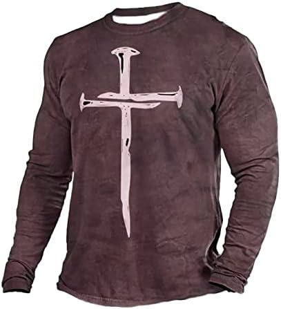 Християнски Ризи за Мъже Подарък Исус на Кръста Печат С Дълъг Ръкав Ежедневното през Цялата Средства За Грижа За Кожата