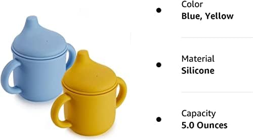 PUPZY, 2 броя, Силиконова тренировочная чаша-поильник за детето на 6 месеца + Мека детска чашка с соломинкой, непромокаеми