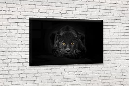 Акрилна модерна стенни пантера - Черно-бяло серията Животните в дивата природа - интериорен Дизайн NFT - Акрилна стенни пантера