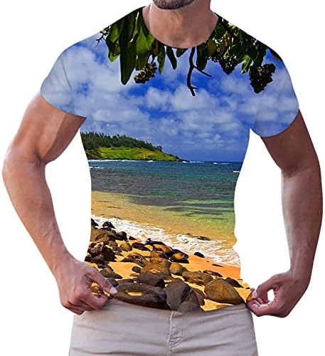 Летни Тениски Оверсайз за Мъже, Мъжки Прости, Индивидуалност, Модерни Ежедневни Хавайски Ризи с Фин Принтом Pro 5