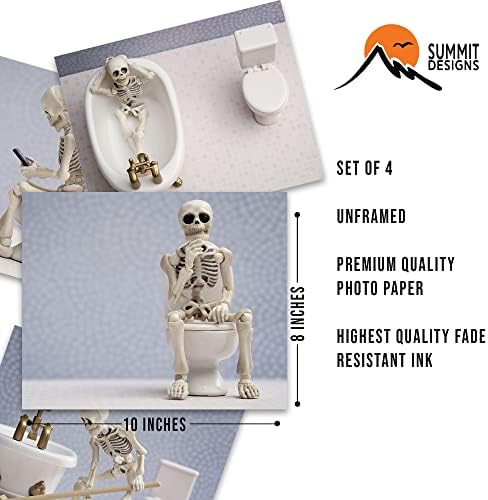 Щампи с виртуален скелет в банята - Стенно изкуство с виртуален скелет, Интериор баня с виртуален скелет - Забавно изкуство