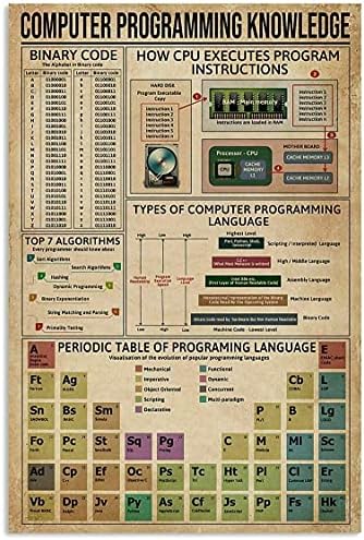 Познаване на Компютърно програмиране Ретро Реколта Лидице Знак за Infographic Метална Табела Плакат за Бар Кафене