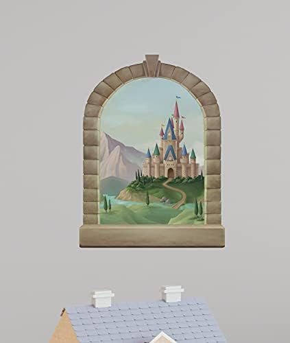 Романтичната Приказка Принцеса Замък Прозорец Момиче Стая Декор Стикери за Декорация за Детската Спалня Малка