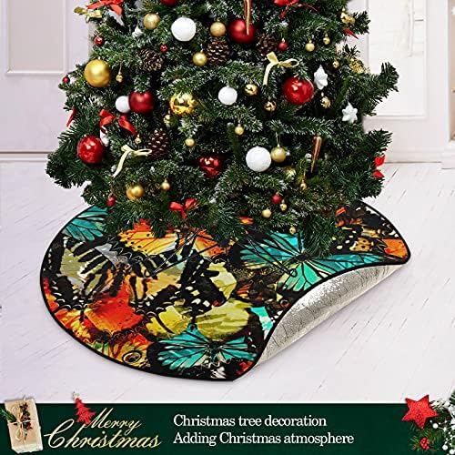 Красиви Пеперуди Коледно Дърво Мат Водоустойчив Шкаф За Дърво Тава Мат Килим Под Коледна Елха Аксесоар за Защита на пода Празнична