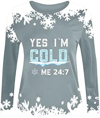 Коледна Hoody за жени Yes I ' m Me Cold 24:7, Пуловер с Снежинками, Женски Случайни Пуловер с Дълъг ръкав, Потници