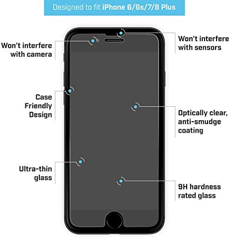 BodyGuardz - Защитно фолио от чисто стъкло 2, Ультратонкая защита на екрана от закалено стъкло за Apple iPhone 6 Plus
