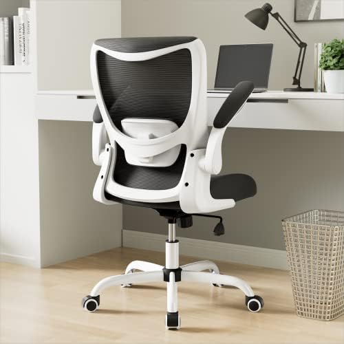 MUXX.Офис стол STIL, Работно Стол с Регулируема лумбална подкрепа, Ергономичен Работно стол с Дишаща мрежа, Въртящо