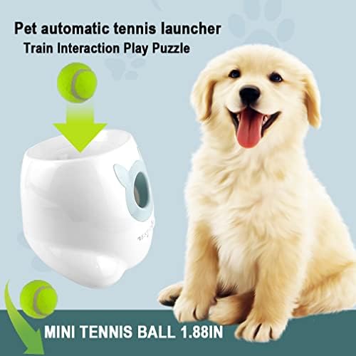 BESTZONE Интерактивна Автоматична стартера с топка за кучета, Метательная Машина за кучета малки и средни по размер, В комплект с 6 топки (1,88 инча), на Разстояние стартир