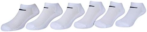 Спортни ежедневни чорапи NIKE Dri-Fit с Памучна подплата, без да се показва, 6 ДВОЙКИ, Бели с черен фирмен логото