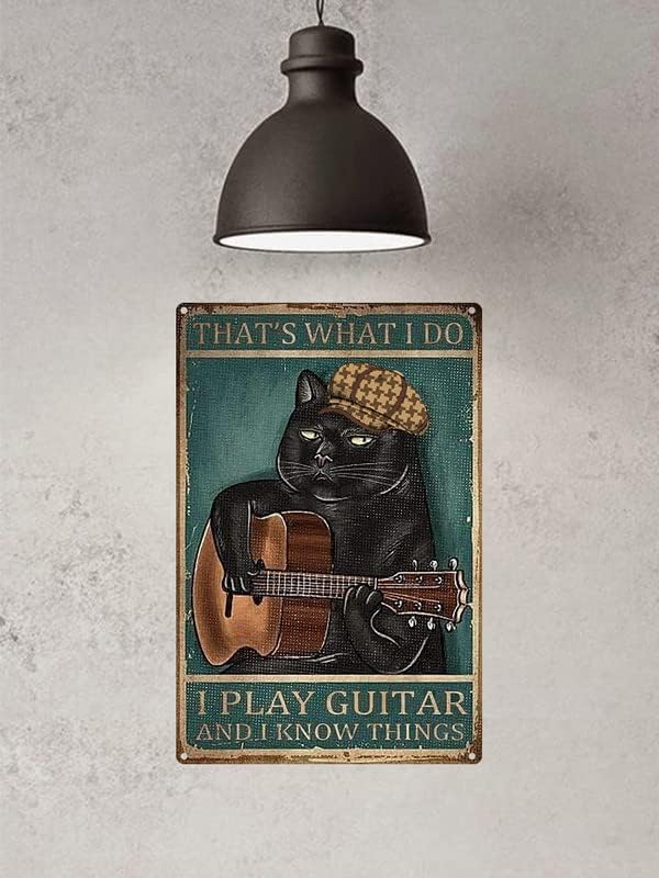 Ретро Котка Метална Лидице Знак Това е, Което аз Правя, Аз Свиря На китара И аз Знам Нещо Черна Котка Забавен Плакат