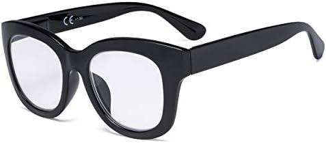 Очила за четене голям размер Eyekepper - Ретро-Ридеры за жените за Четене - Черна дограма +3,00