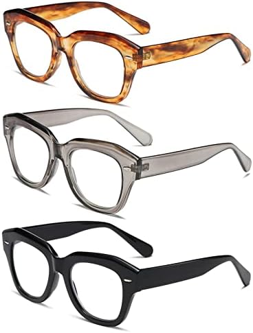 Hubeye 3 опаковки Ретро Големи Очила за четене за жени, Блокер Синя Светлина Компютърни Ридеры, Красиви Модерни Дамски слънчеви