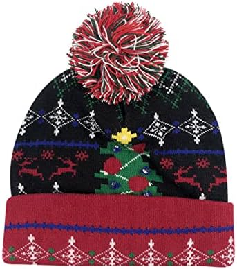 mmknlrm унисекс, коледни crochet-шапки-бини, семейни шапки за коледно парти, празнични шапки за новогодишната партита (червени,