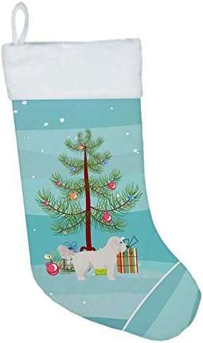 Carolin's Treasures CK3805CS Bichpoo Бяла Коледно Дърво, Коледни Чорапи, Чорапи За Висящи пред Камината, Коледен